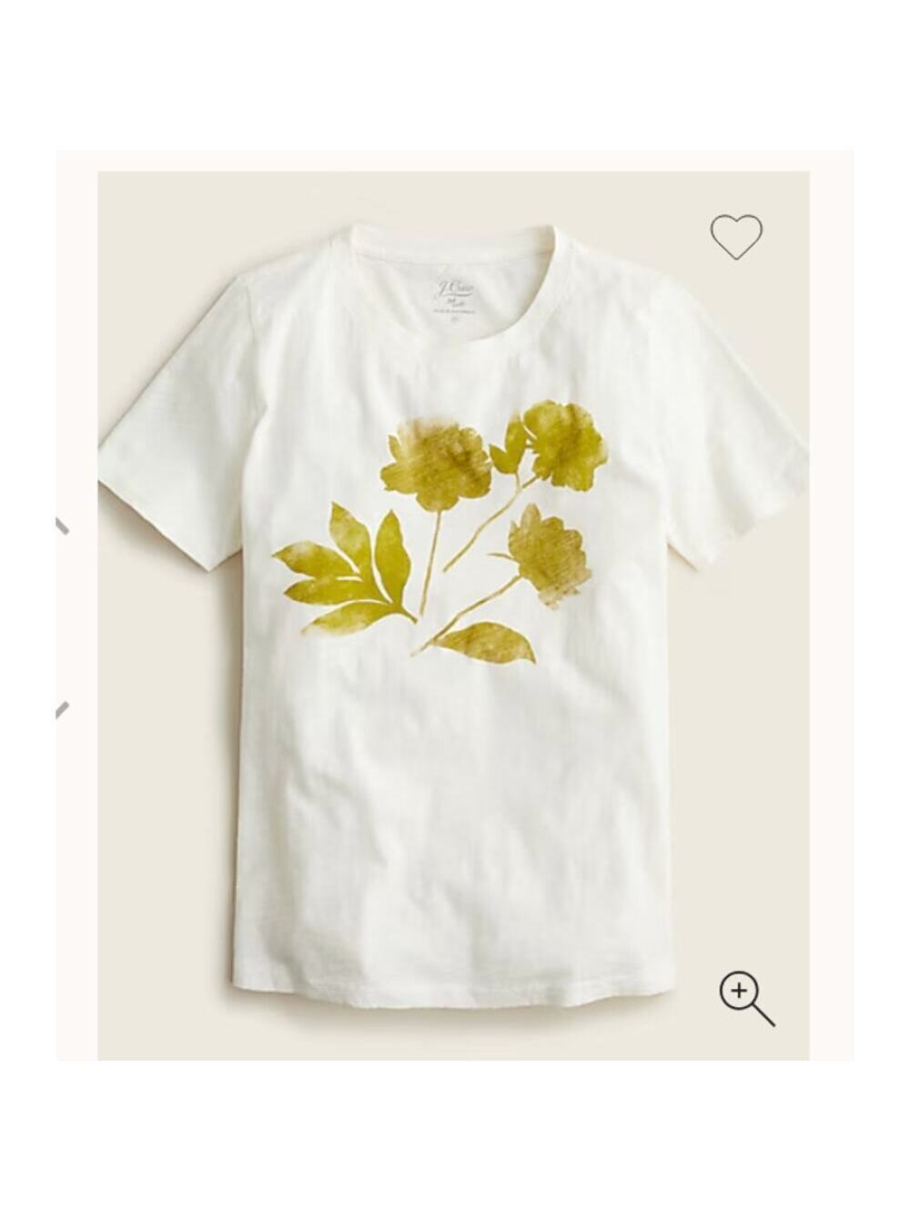J.Crew EUC Women's Vintage Cotton Crewneck T-shirt w/Tonal Flowers Size S